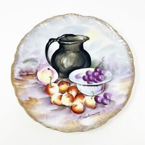 Ucago M. Hashimura Signed Italian Bistro Hand Painted Plate Ceramic Japan MCM